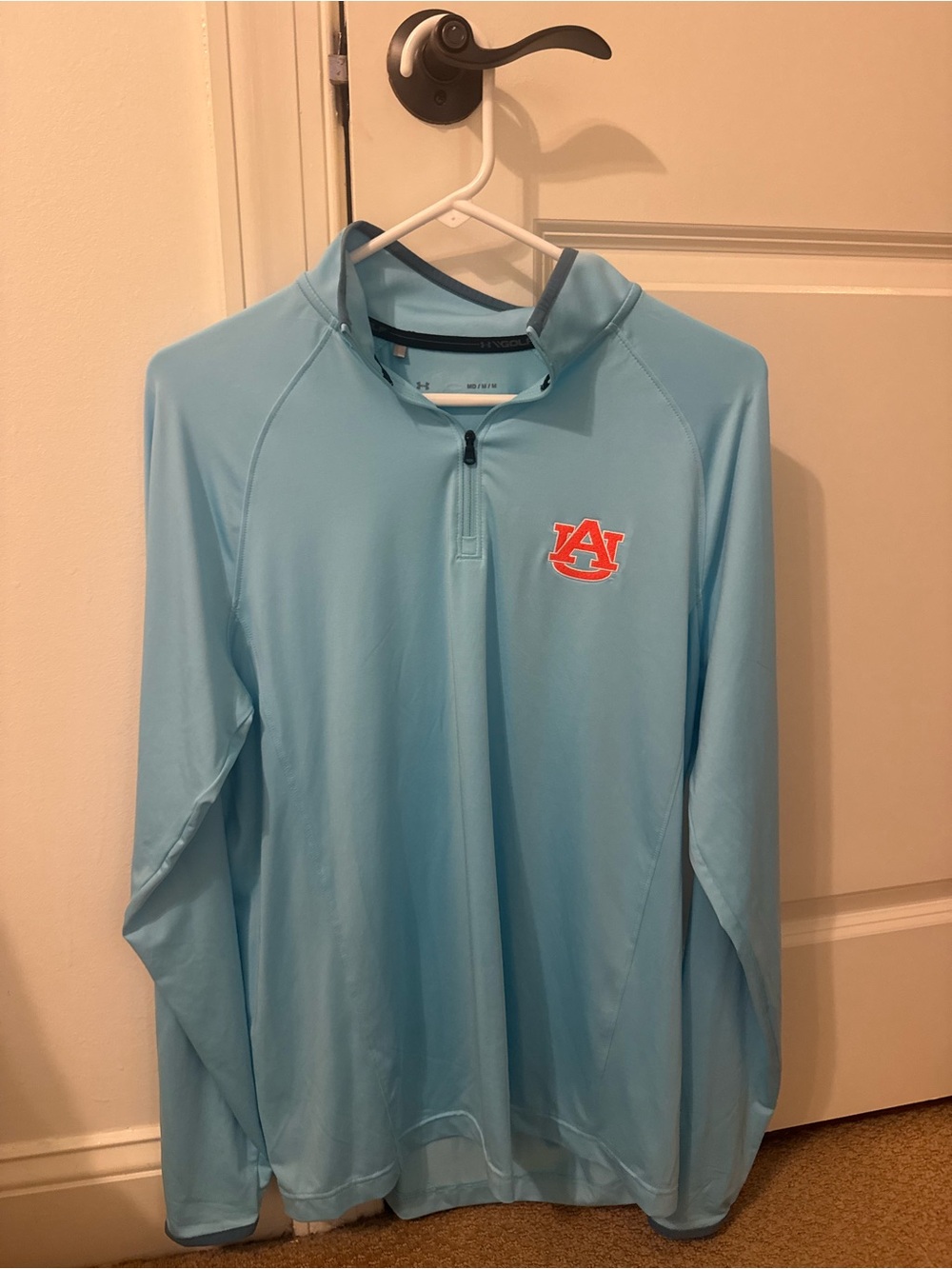 Under Armour Light Blue Men's Long-Sleeve Swim Hoodie with Auburn Logo